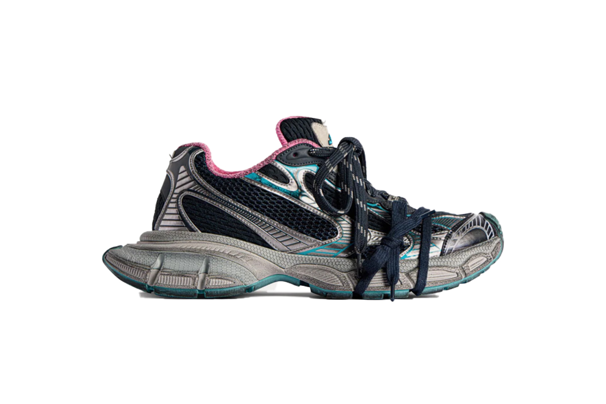 Balenciaga 3XL Sneaker Mesh & Polyurethane Grey / Blue / Pink Low Top