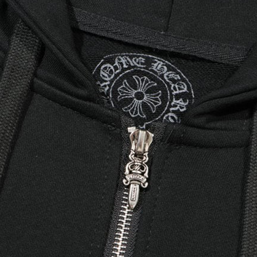 Chrome Hearts Multicolor Sleeve Zip Hoodie Black/White