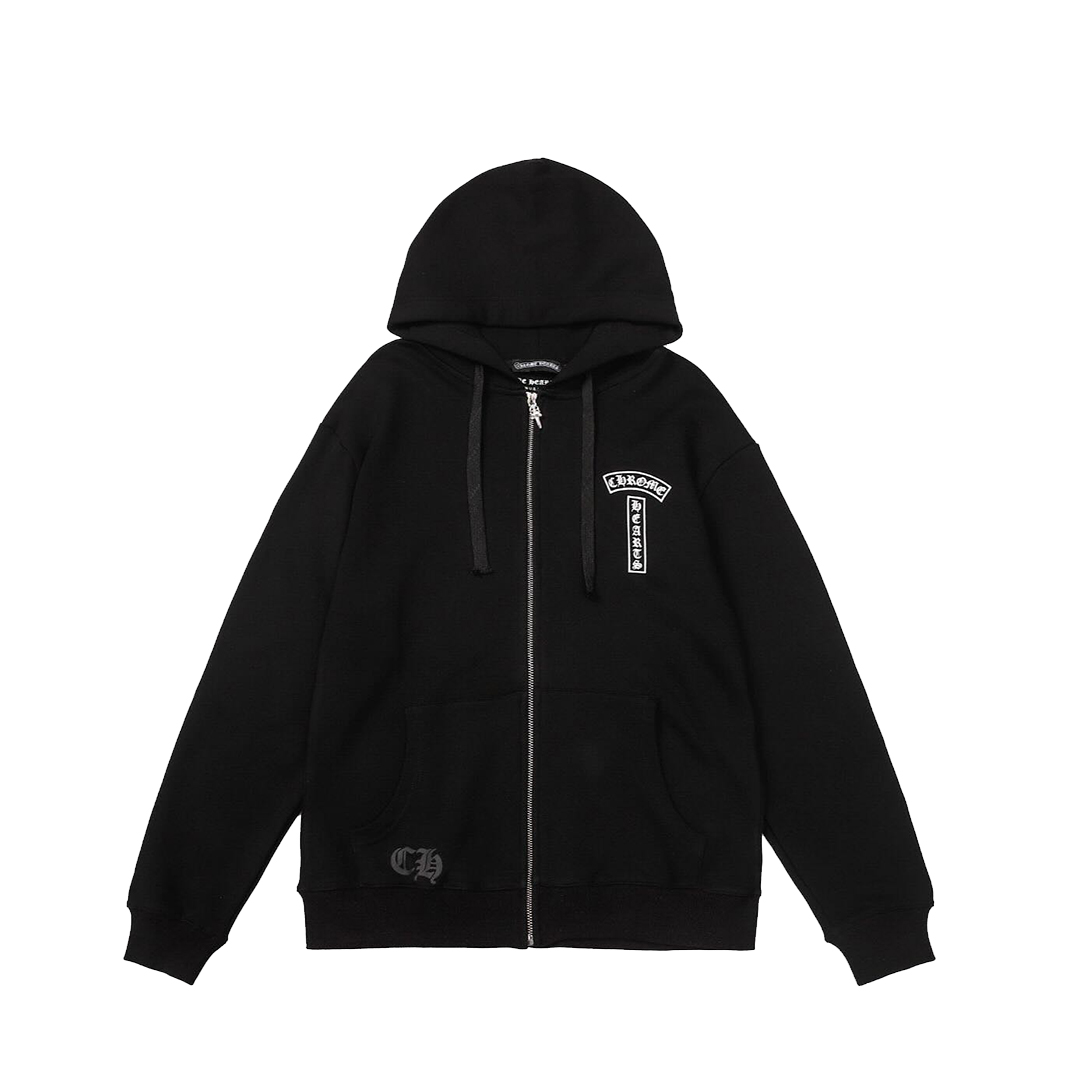Chrome Hearts Shoulder Logo Zipper Hoodie Black