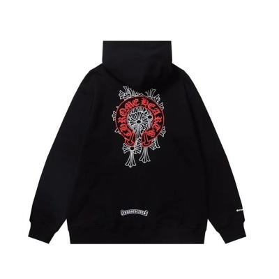 Chrome Hearts Red Horseshoe Logo Zip Up Hoodie Black 01