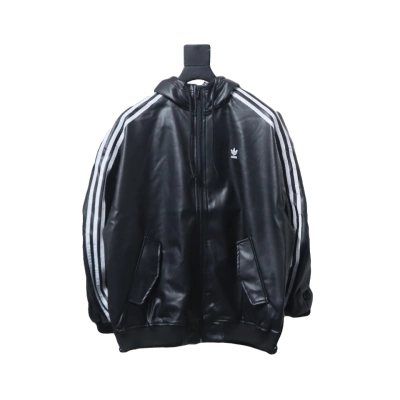 AdidasXFEIFEI RUAN Leather Track Jacket Hoodie Black 01