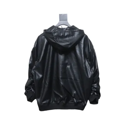 AdidasXFEIFEI RUAN Leather Track Jacket Hoodie Black 02