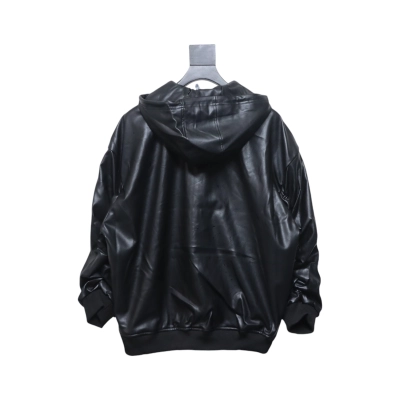 AdidasXFEIFEI RUAN Leather Track Jacket Hoodie Black 02