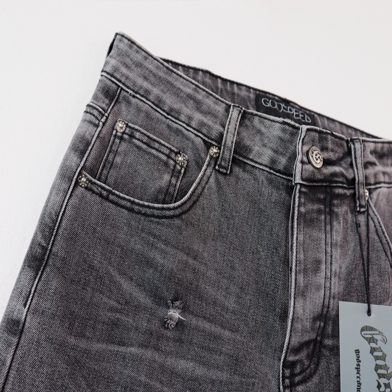 Godspeed Casual Comfort Holes Straight Jeans #8211 Smoky Gray