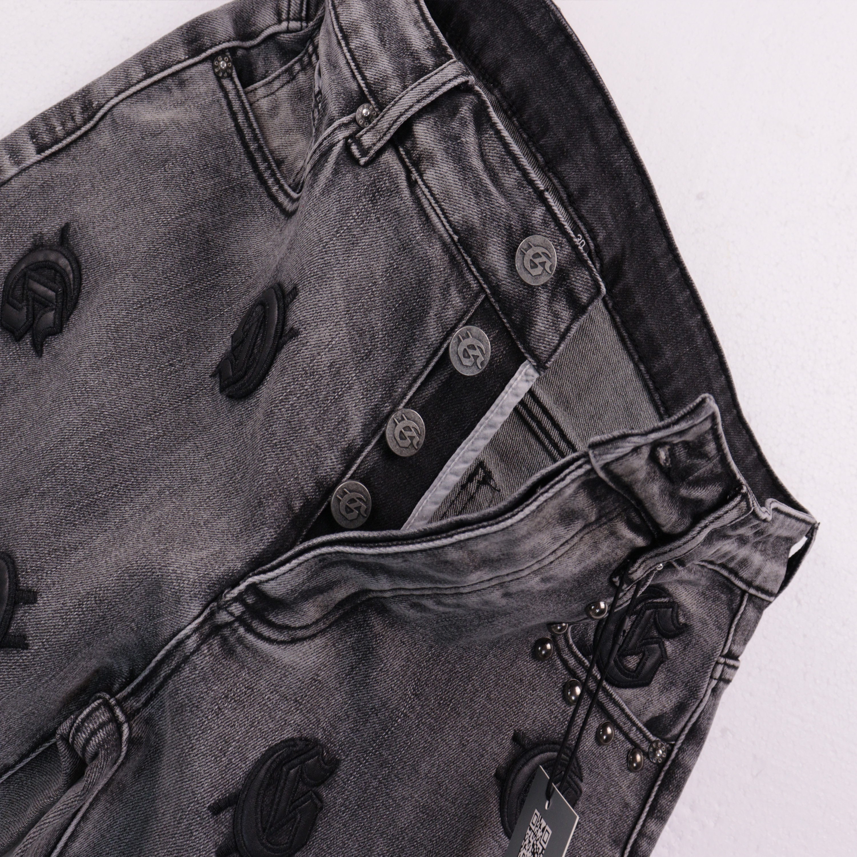 Godspeed Personalized Street Style Denim Embroidered Shorts #8660 Smoky Gray