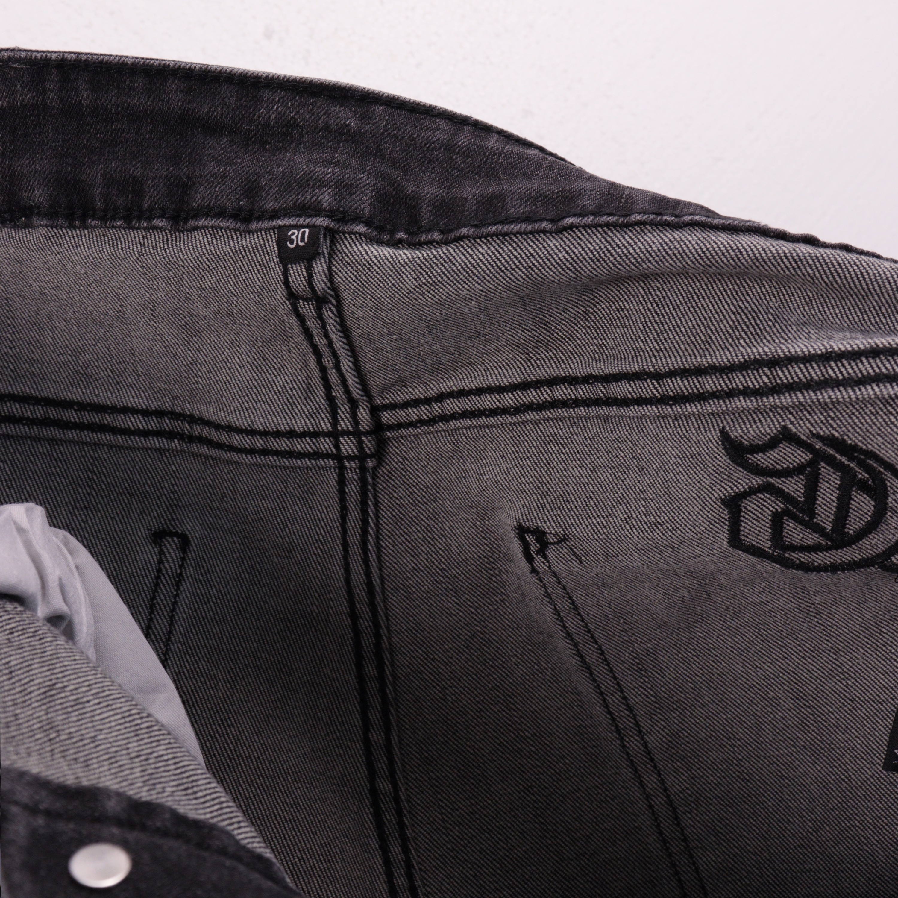 Godspeed Personalized Street Style Denim Embroidered Shorts #8660 Smoky Gray