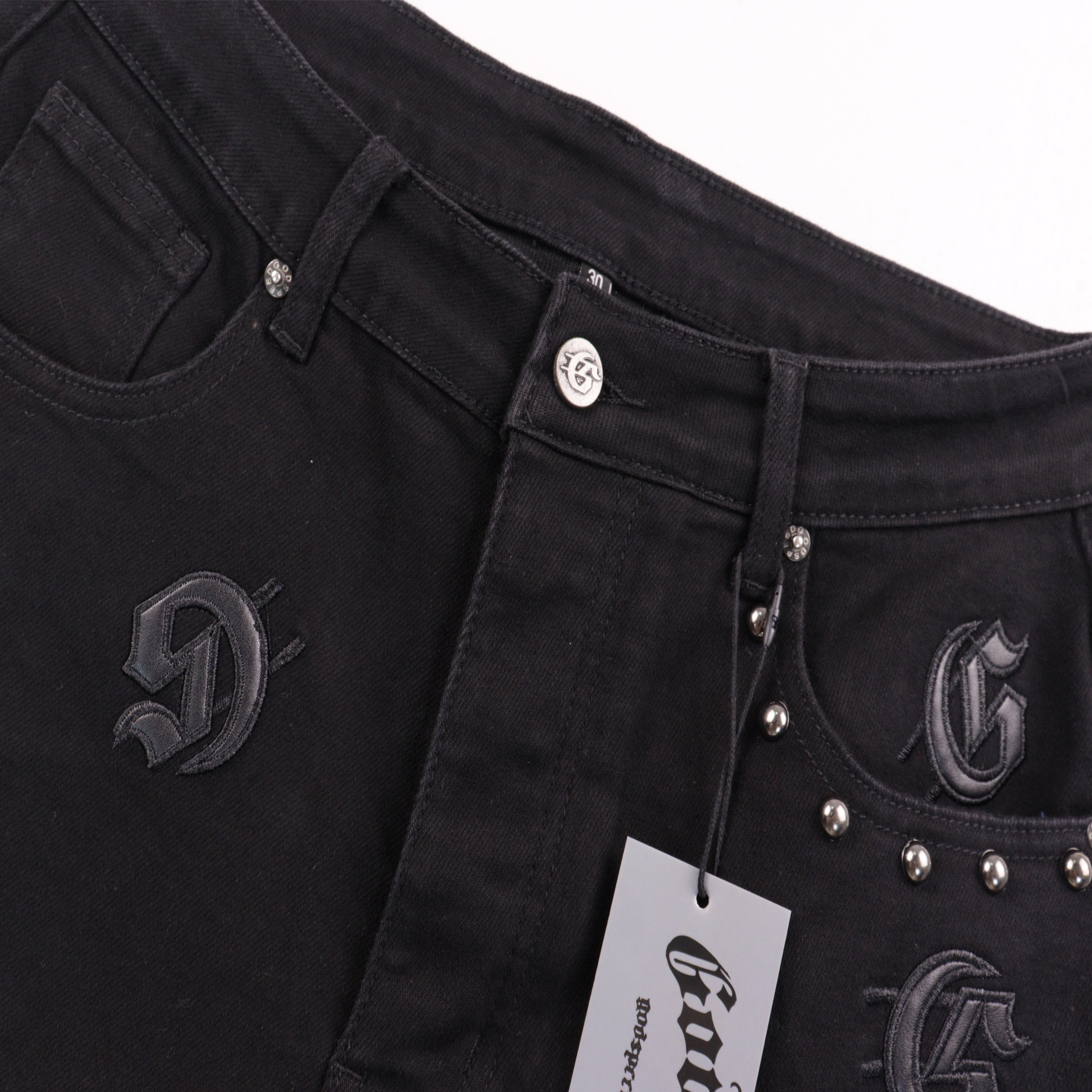 Godspeed Personalized Street Style Denim Embroidered Shorts #8660 Black
