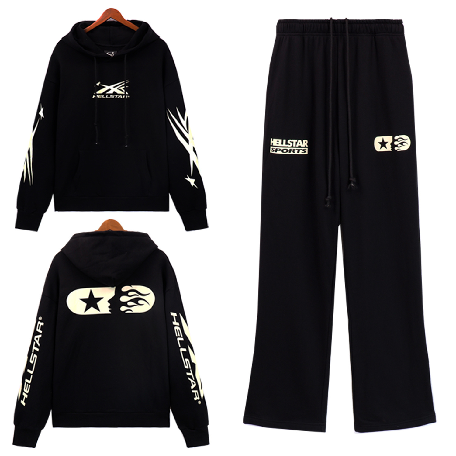 Hellsatr Tracksuit #8195 Black Yellow/Gray/Black White