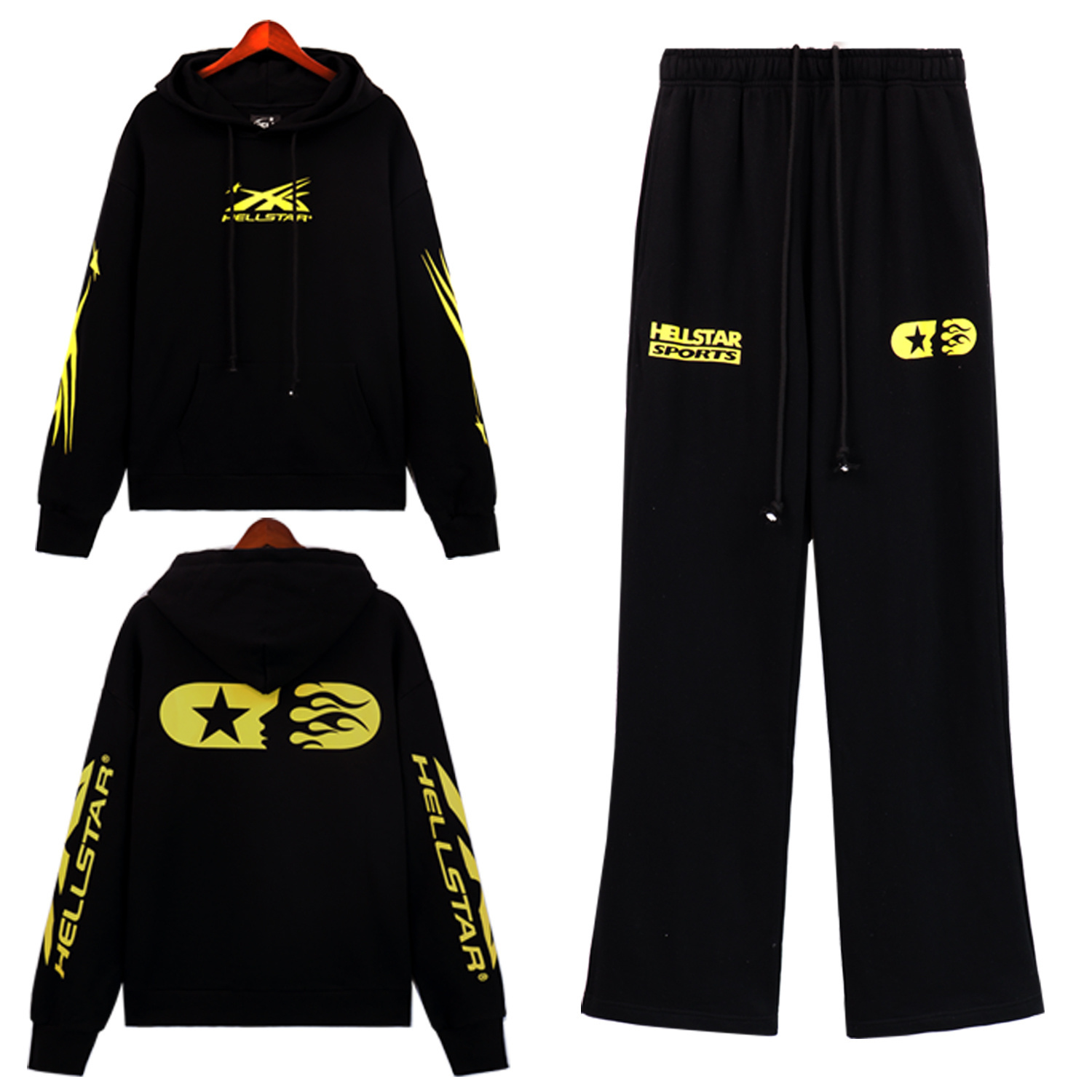 Hellsatr Tracksuit #8195 Black Yellow/Gray/Black White