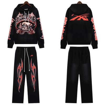 Hellstar Halloween Skeleton Airbrushed Hoodie & Sweatpants Set #5665-8199 Black 01