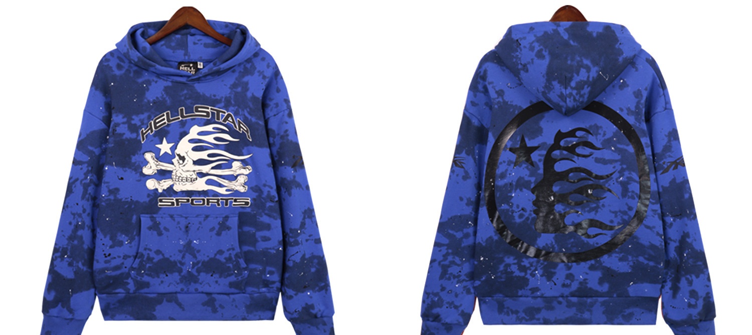 Hellstar Sports Tie-Dye Skull Hoodie & Sweatpants Set #8197 Blue