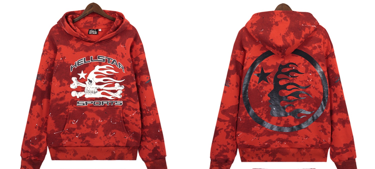Hellstar Sports Tie-Dye Skull Hoodie & Sweatpants Set #8197 Red