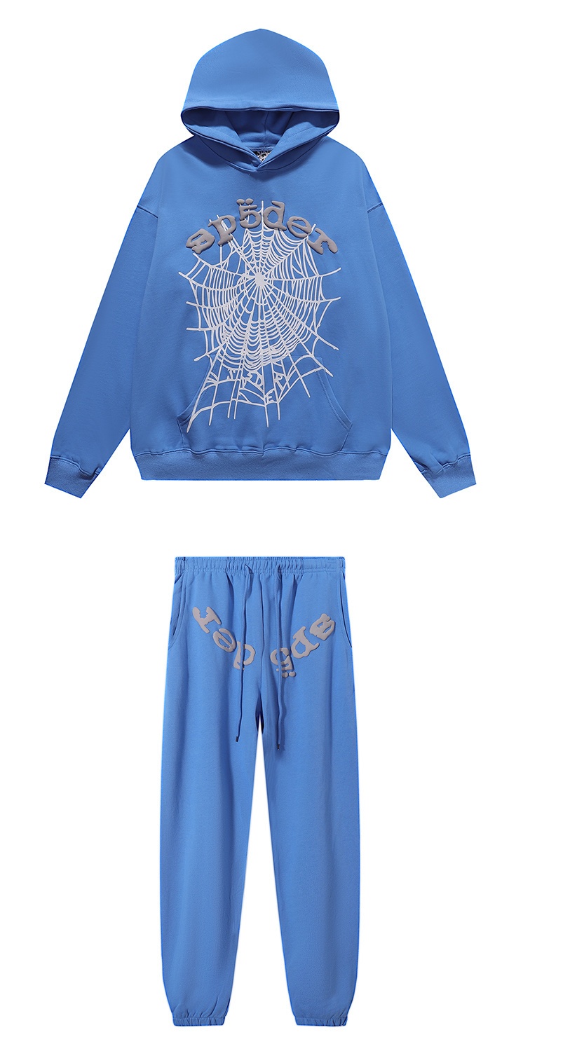 Sp5der OG Web V2 Hoodie & Sweatpant Set Dusty Blue #8225