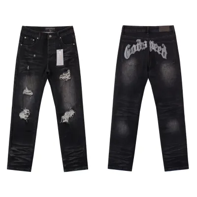 Godspeed Casual Comfort Holes Straight Jeans #8211 Black 01
