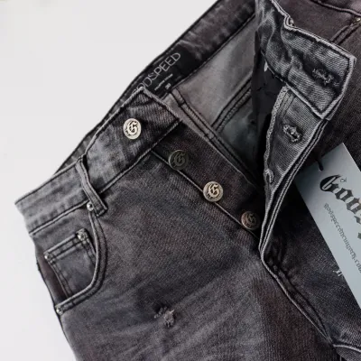 Godspeed Casual Comfort Holes Straight Jeans #8211 Black 02