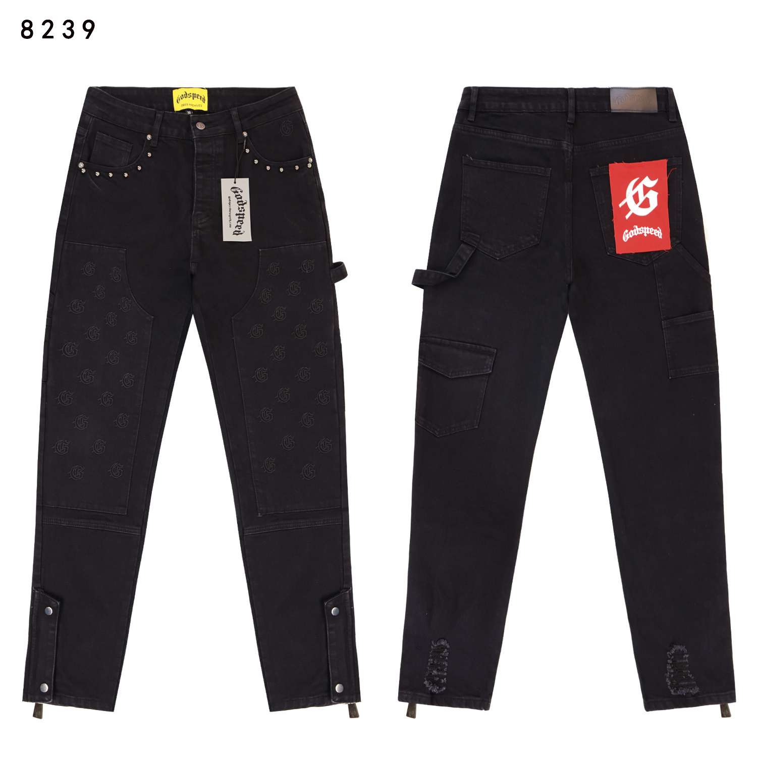 Godspeed Embroidered Multi-Pocket Jeans #8239 Black