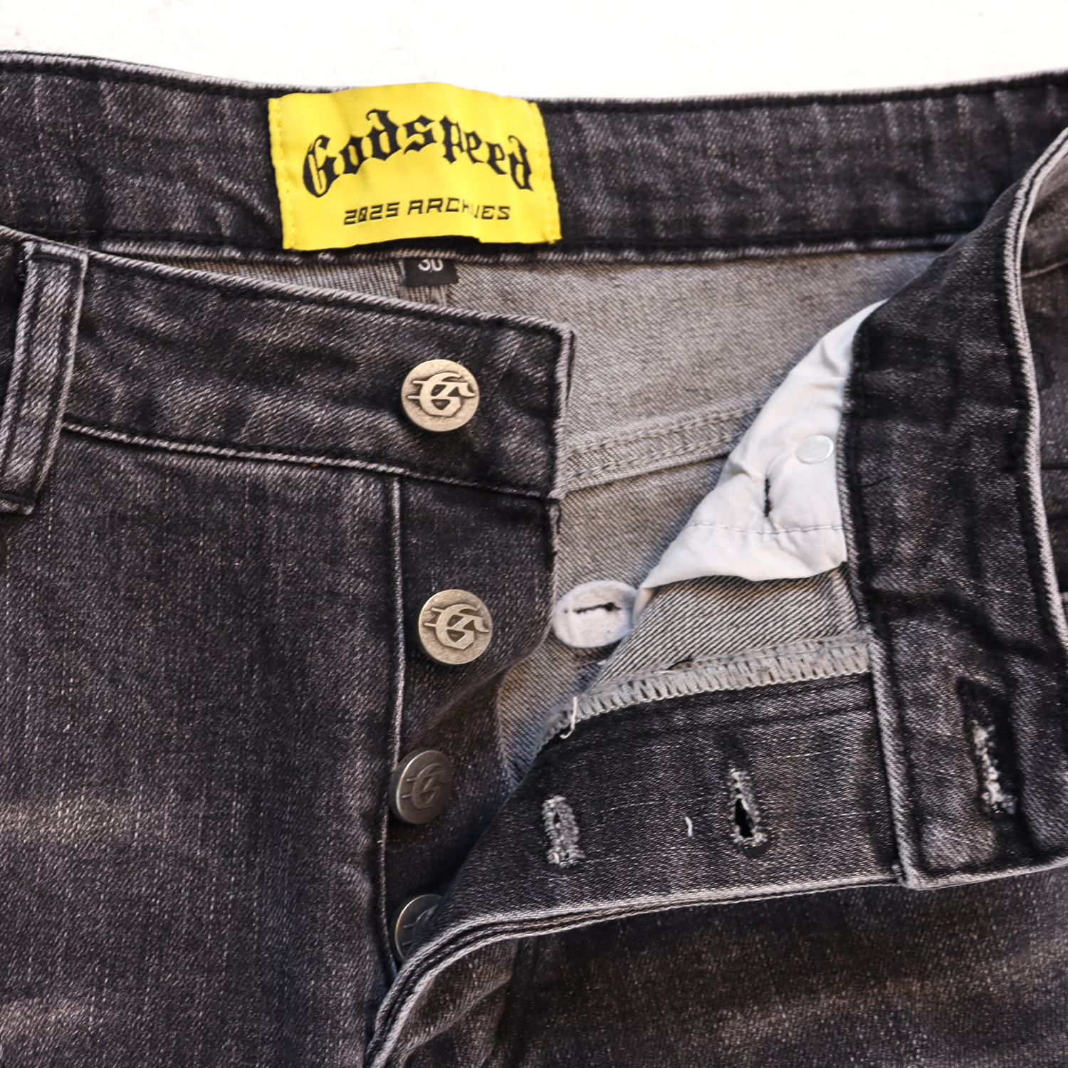 Godspeed Embroidered Multi-Pocket Jeans #8239 Black