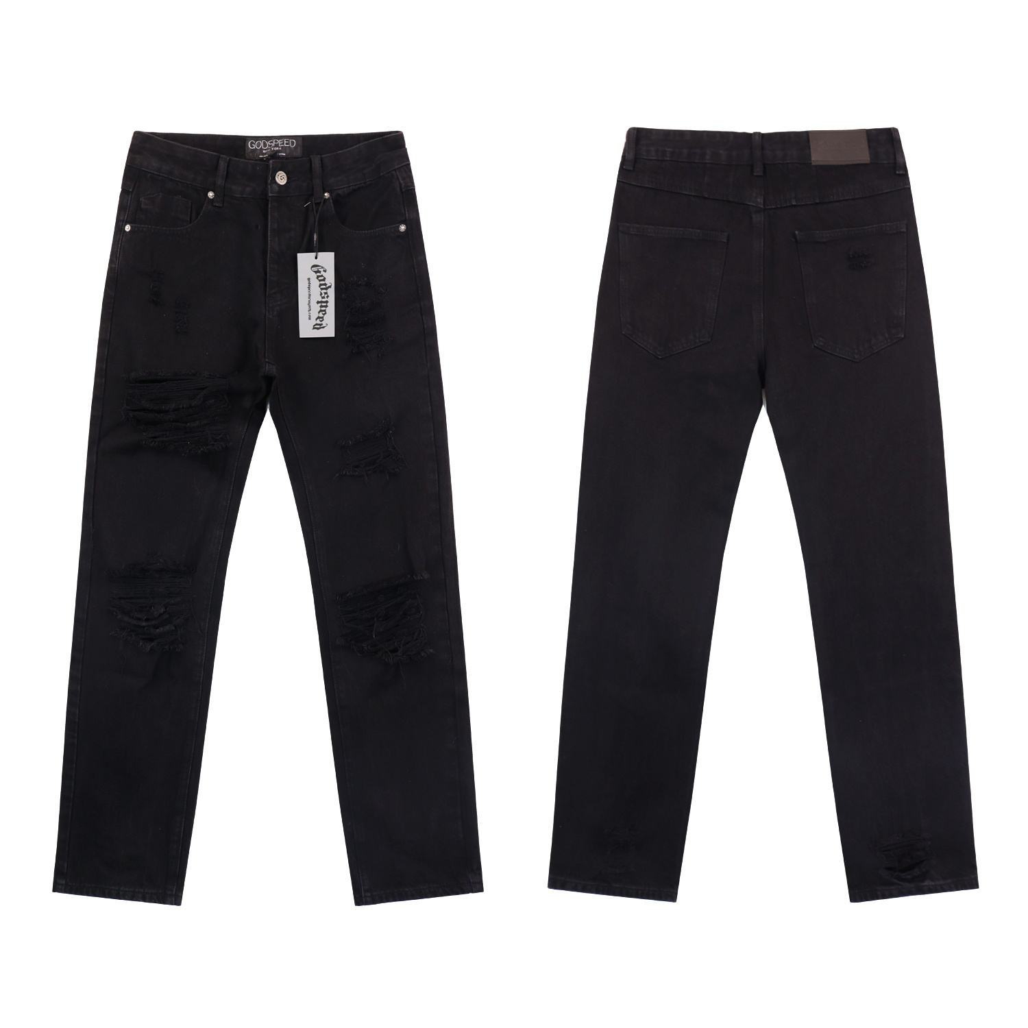 Godspeed Streetwear Denim Straight Biker Jeans #8209 Black
