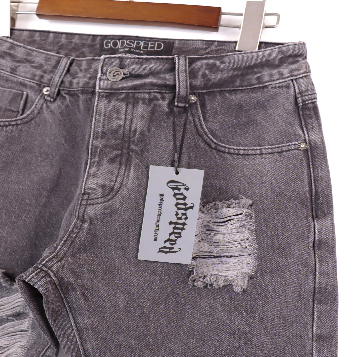 Godspeed Streetwear Denim Straight Biker Jeans  #8209 Smoky Gray