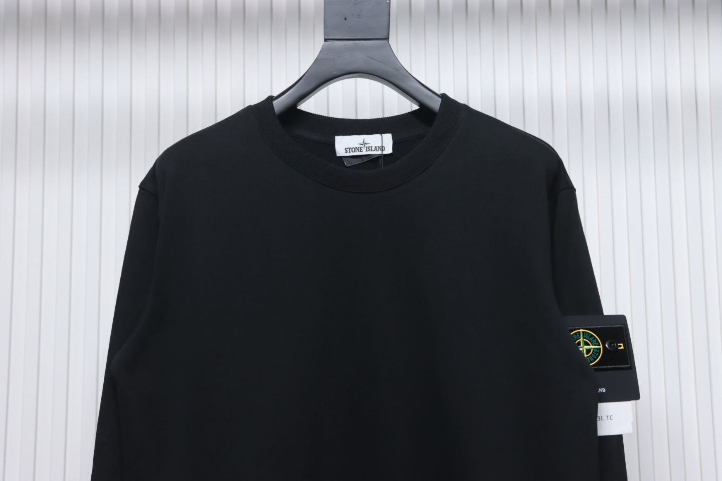 Stone Island Classic Logo Sleeve Patch Crewneck Black