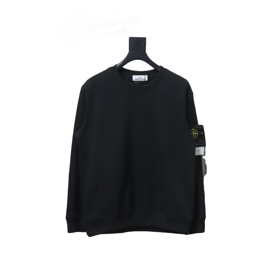 Stone Island Classic Logo Sleeve Patch Crewneck Black