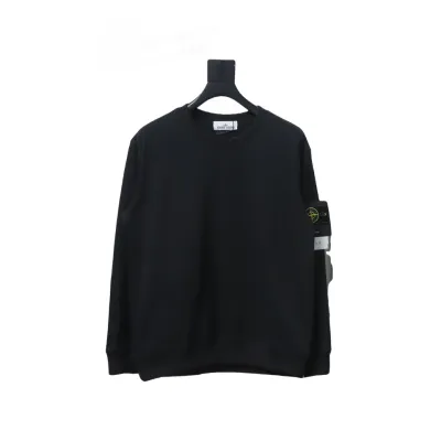 Stone Island Classic Logo Sleeve Patch Crewneck Black 01
