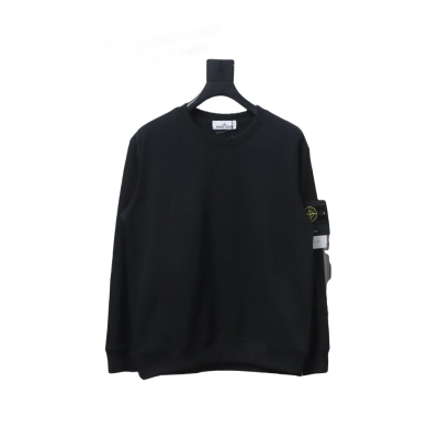 Stone Island Classic Logo Sleeve Patch Crewneck Black 01