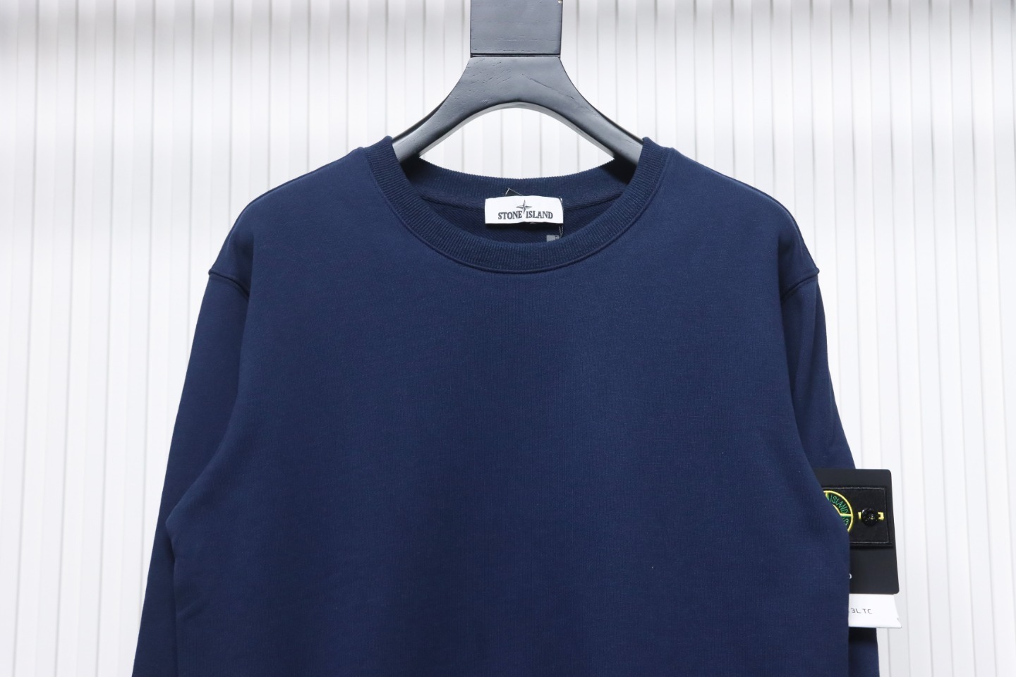 Stone Island Classic Logo Sleeve Patch Crewneck Dark Blue