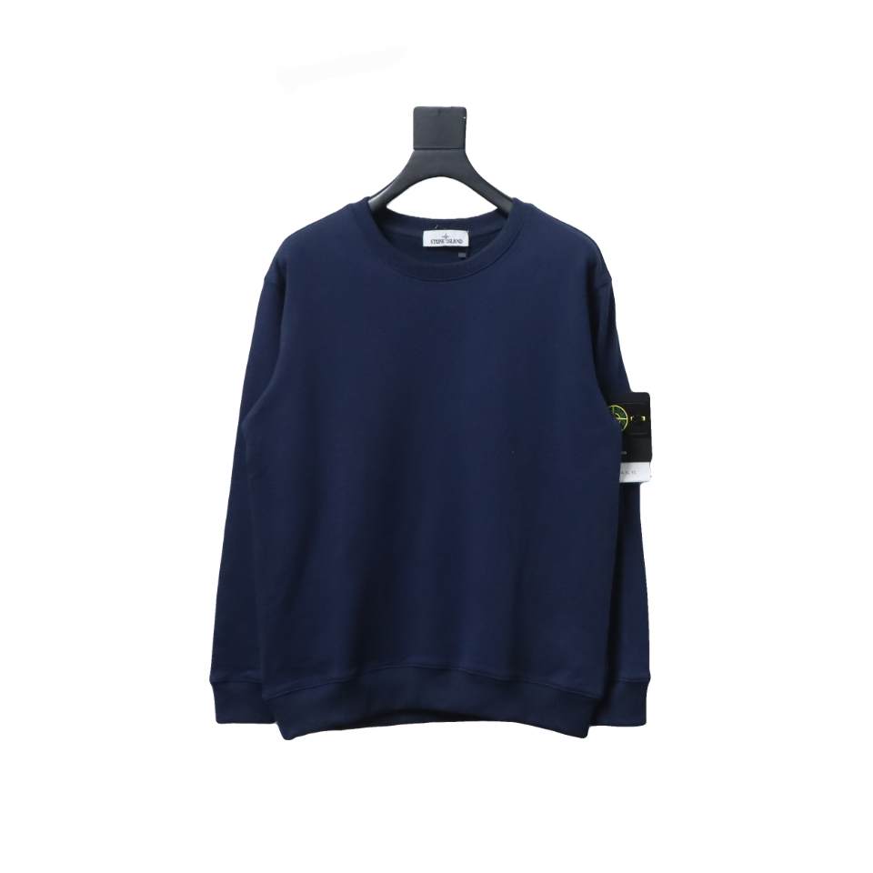 Stone Island Classic Logo Sleeve Patch Crewneck Dark Blue