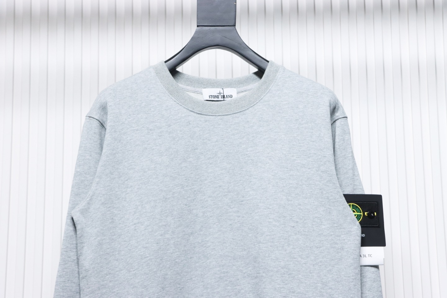 Stone Island Classic Logo Sleeve Patch Crewneck Gray