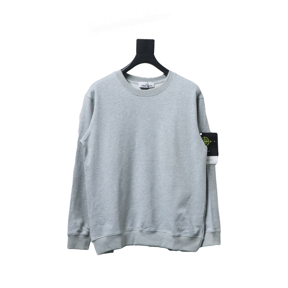 Stone Island Classic Logo Sleeve Patch Crewneck Gray