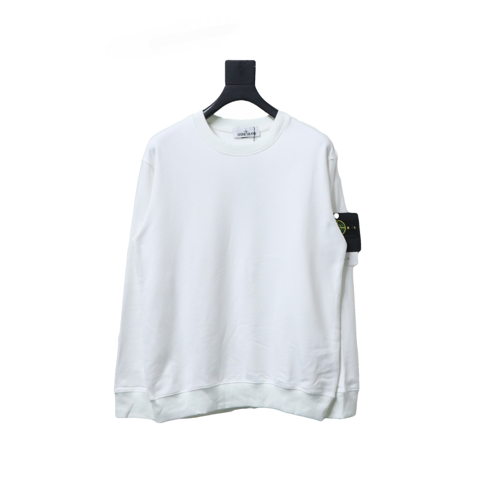 Stone Island Classic Logo Sleeve Patch Crewneck White