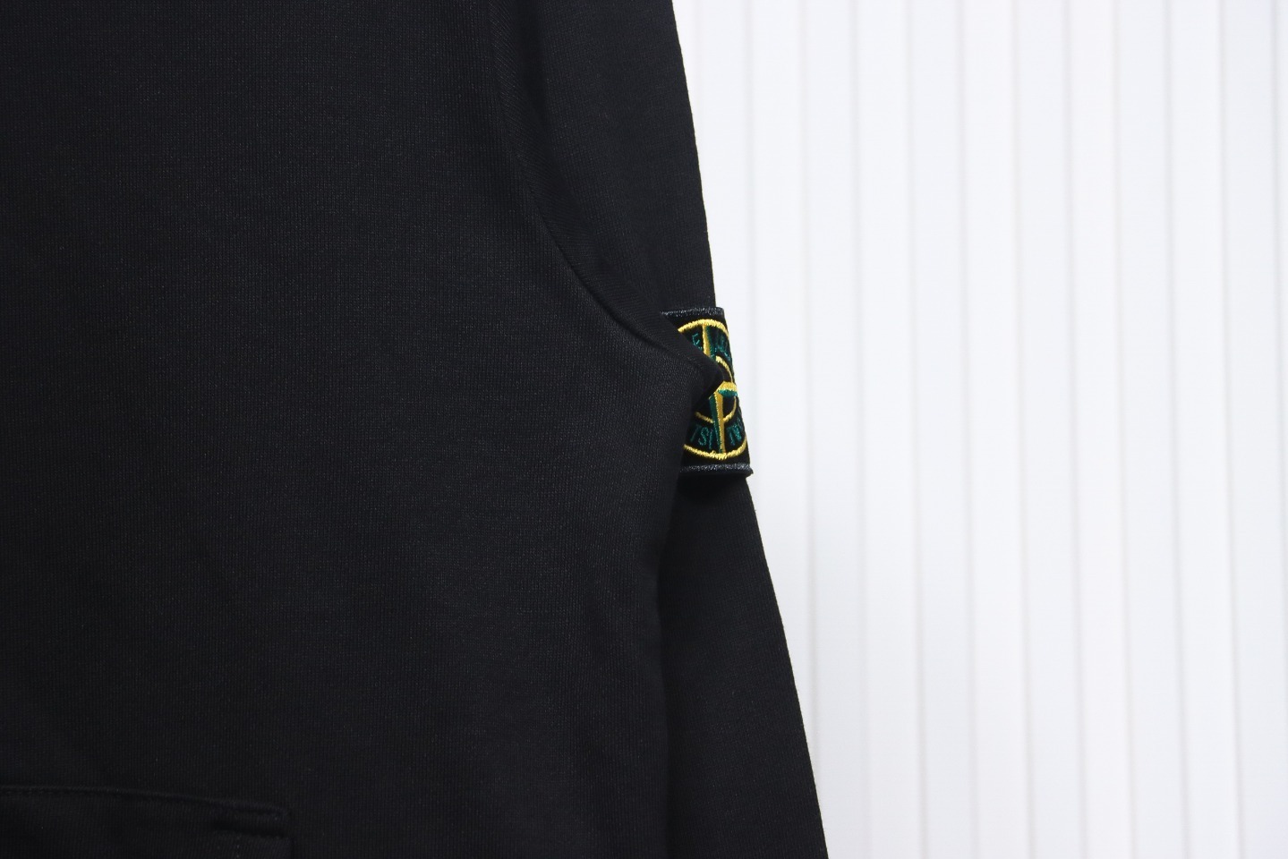 Stone Island Classic Logo Sleeve Patch Hoodie Black