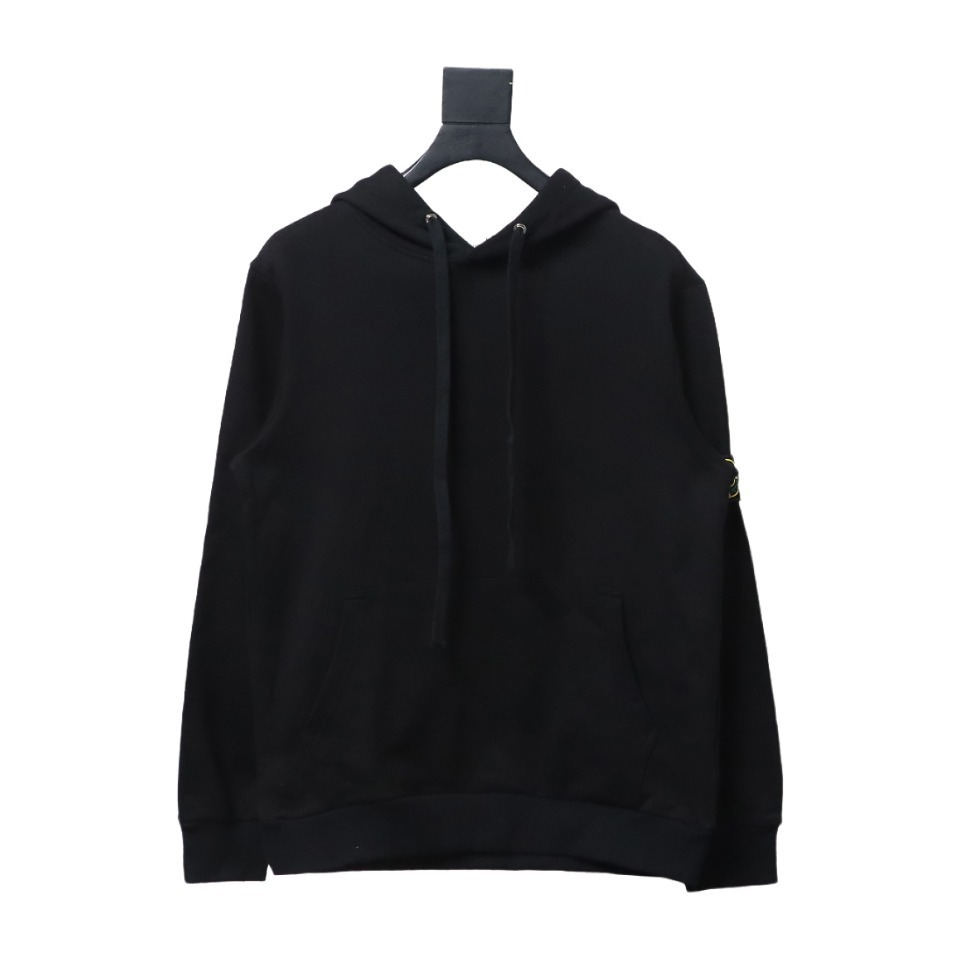 Stone Island Classic Logo Sleeve Patch Hoodie Black