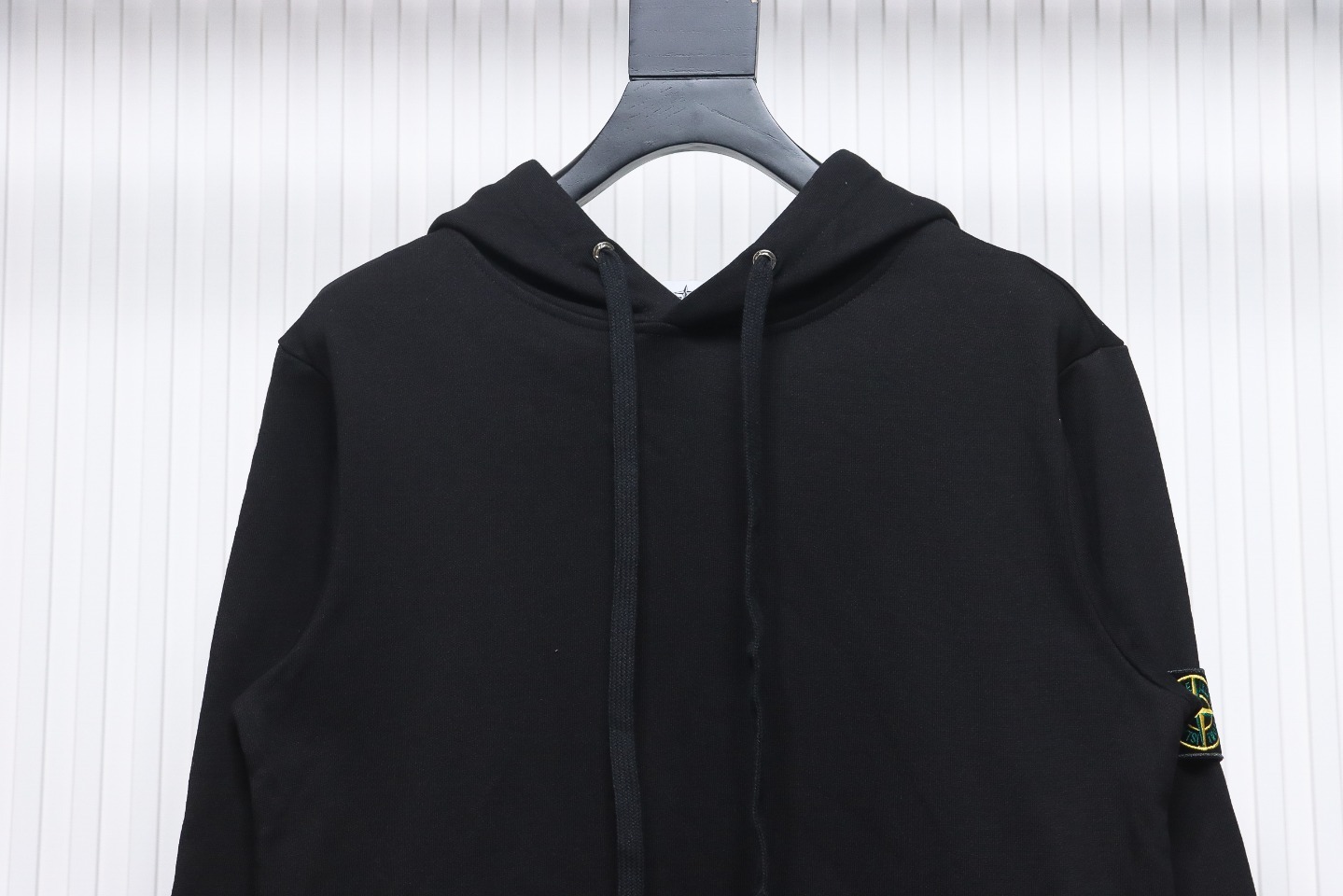 Stone Island Classic Logo Sleeve Patch Hoodie Black