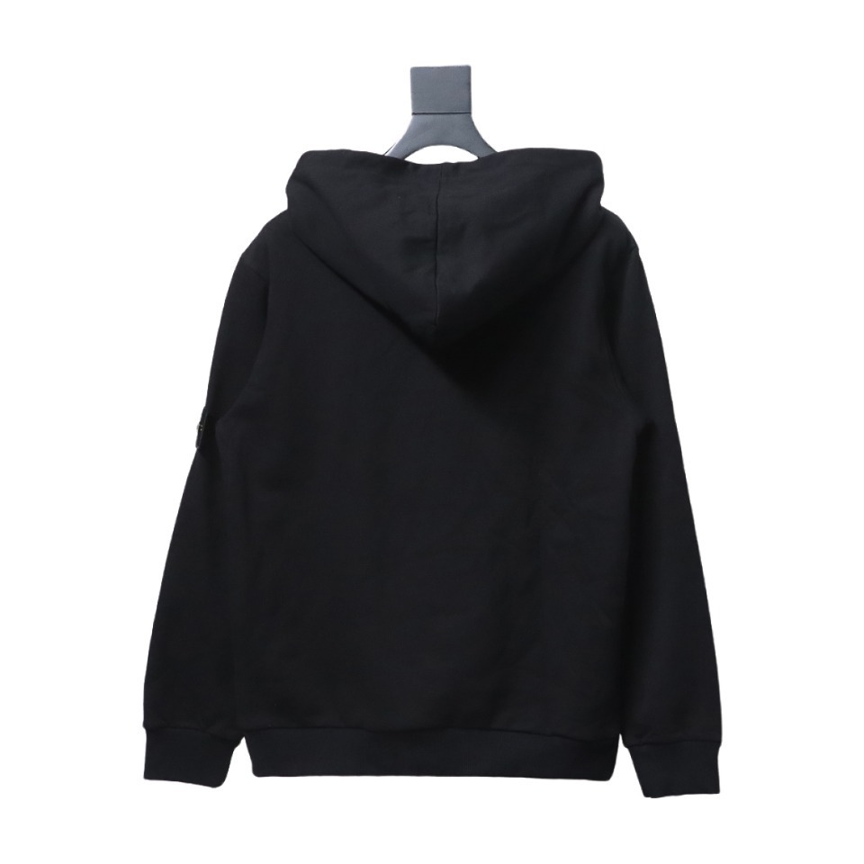 Stone Island Classic Logo Sleeve Patch Hoodie Black