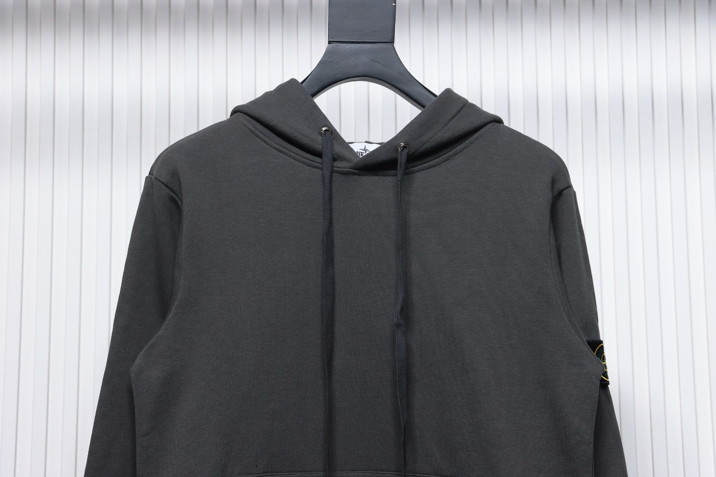 Stone Island Classic Logo Sleeve Patch Hoodie Dark Gray
