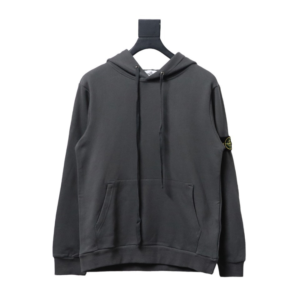 Stone Island Classic Logo Sleeve Patch Hoodie Dark Gray