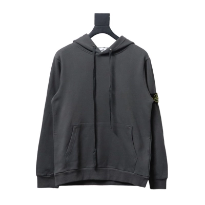 Stone Island Classic Logo Sleeve Patch Hoodie Dark Gray 01