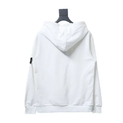 Stone Island Classic Logo Sleeve Patch Hoodie White 02