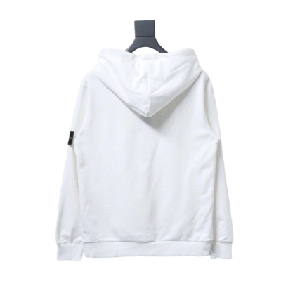 Stone Island Classic Logo Sleeve Patch Hoodie White 02