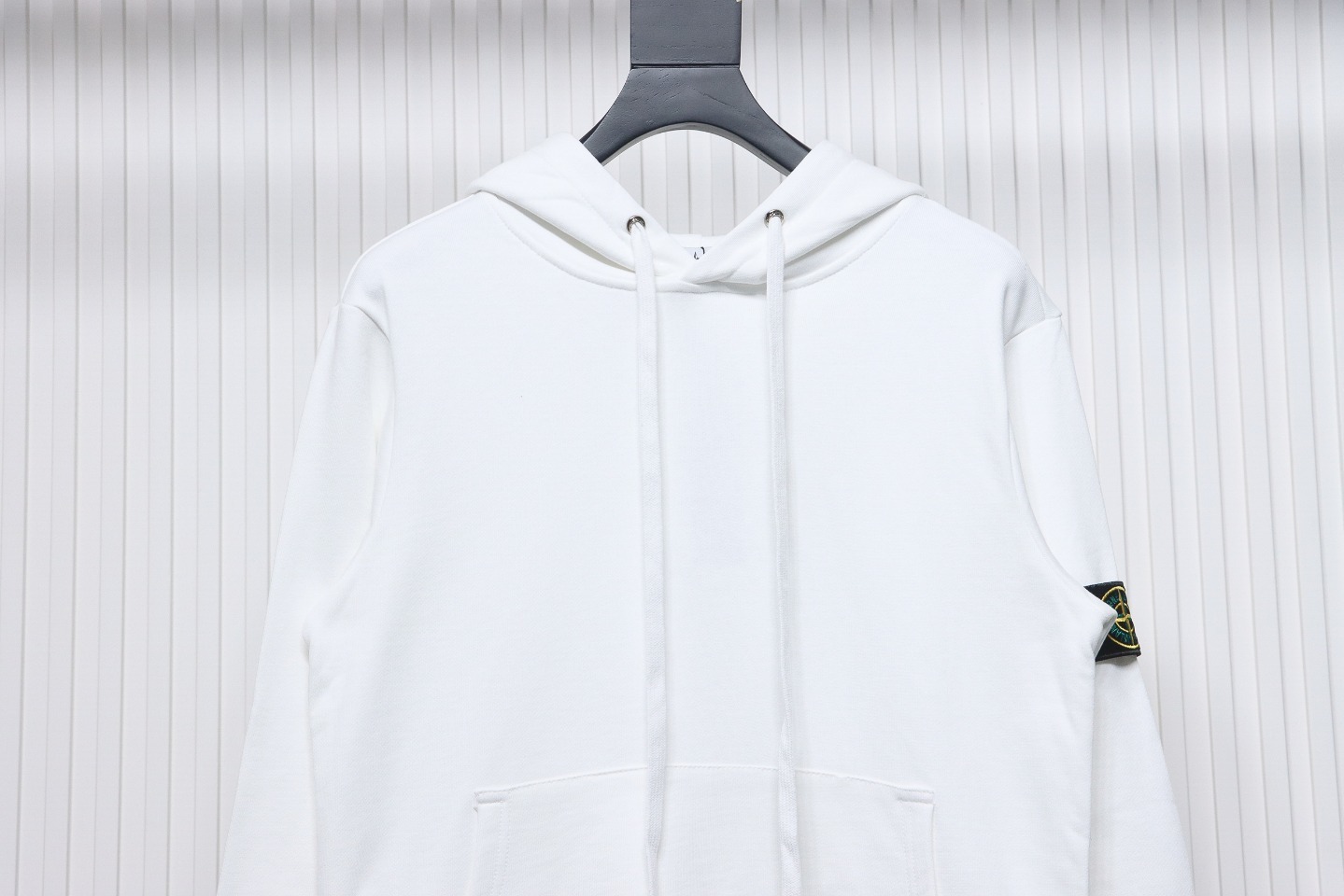Stone Island Classic Logo Sleeve Patch Hoodie White