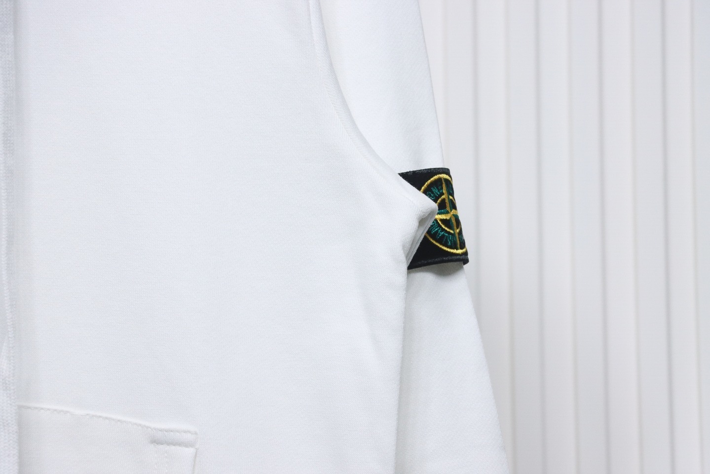 Stone Island Classic Logo Sleeve Patch Hoodie White