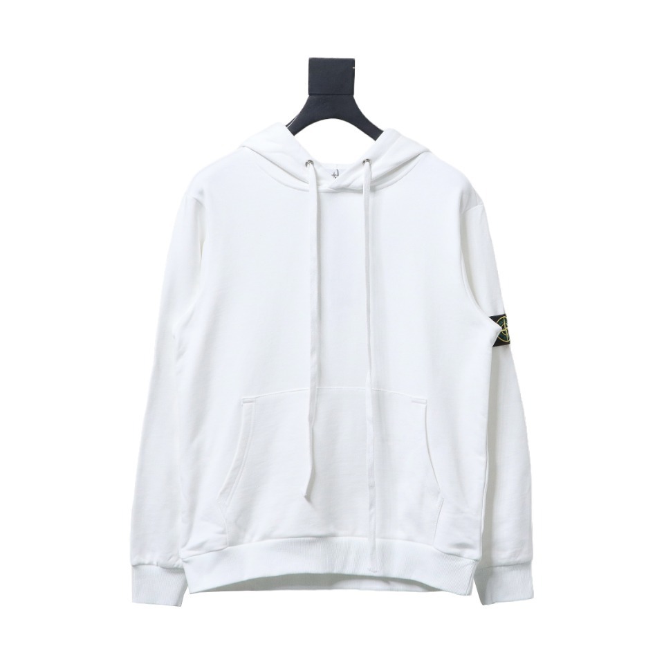 Stone Island Classic Logo Sleeve Patch Hoodie White