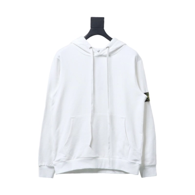 Stone Island Classic Logo Sleeve Patch Hoodie White 01