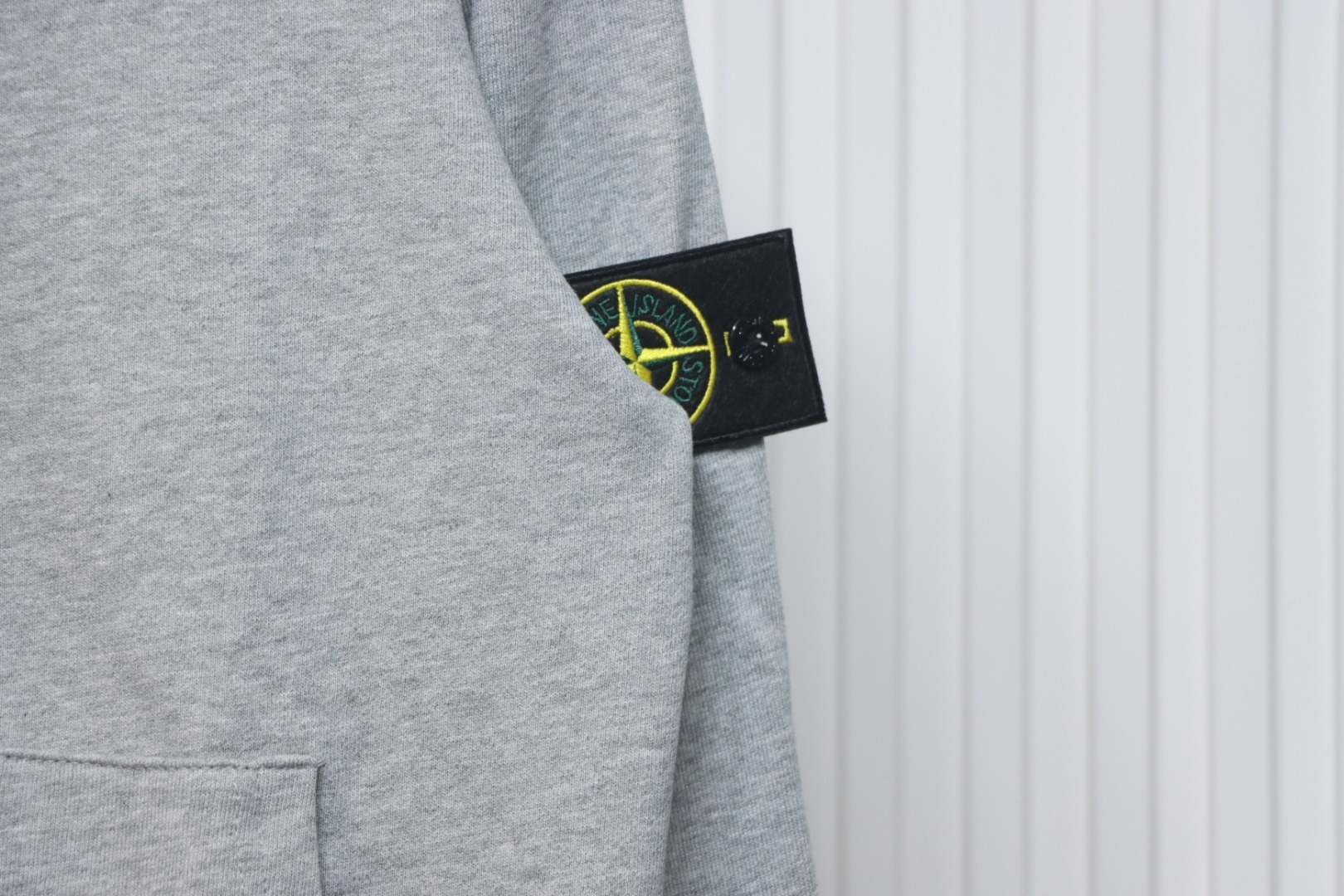 Stone Island Classic Logo Sleeve Patch Zipper Hoodie Gray