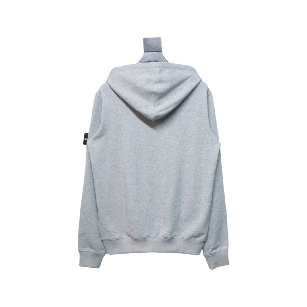Stone Island Classic Logo Sleeve Patch Zipper Hoodie Gray