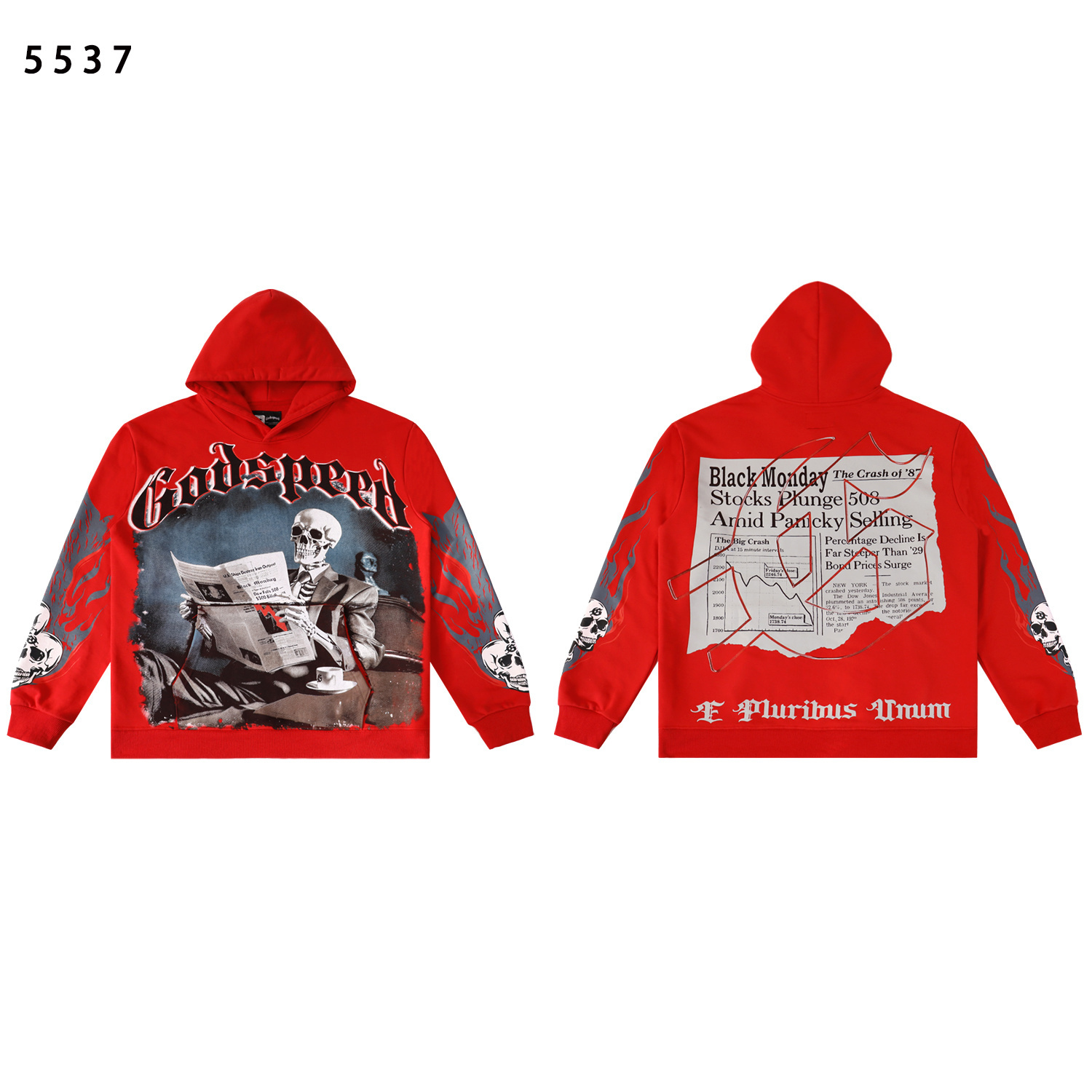 Godspeed Black Monday Hoodie #5537 Washed Black/Red