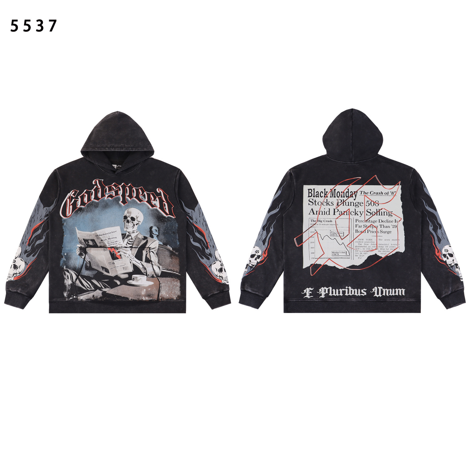Godspeed Black Monday Hoodie #5537 Washed Black/Red