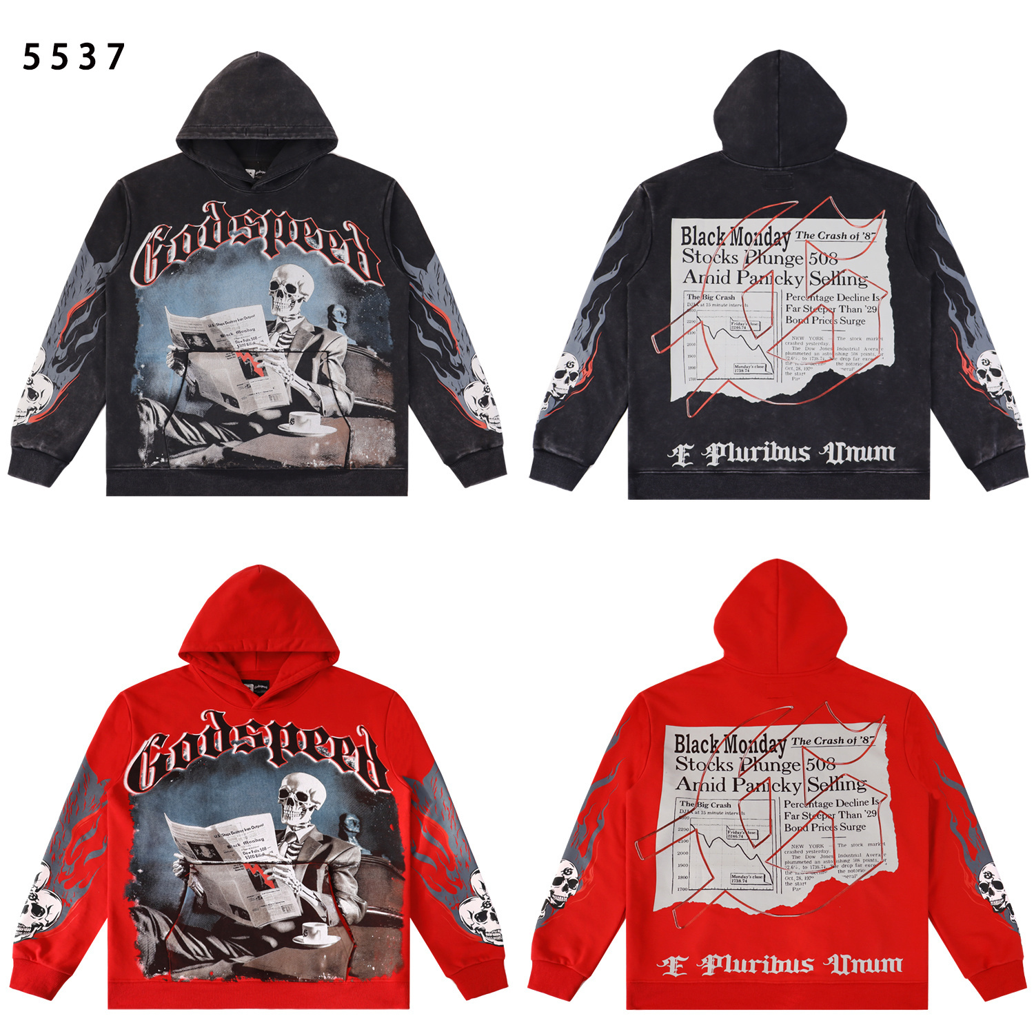 Godspeed Black Monday Hoodie #5537 Washed Black/Red